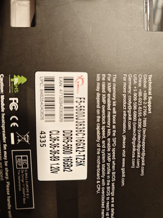 Дъно Asus tuf h770 pro wi-fi, CPU i5 13600KF, ram G.SKILL 32GB