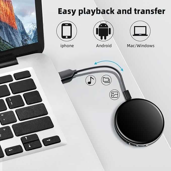 Мини диктофон с 64GB памет и метален корпус, намаляване на шума