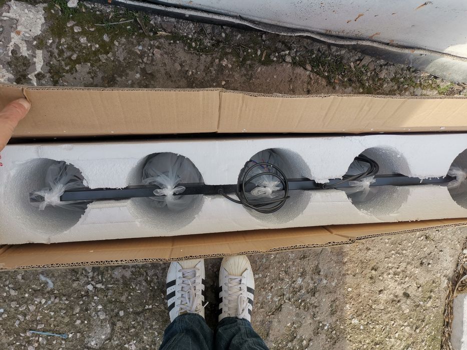 Висящ винтидж черен метален полилей 115 см. пет фасунги Е27