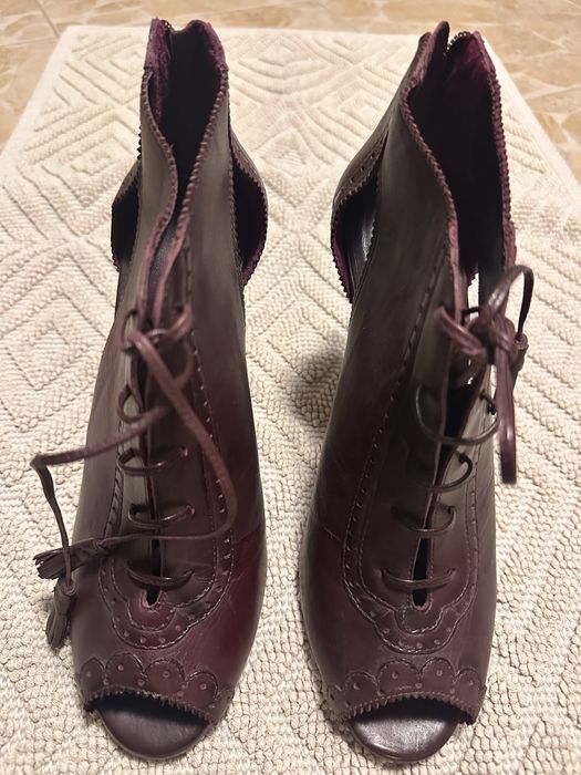 Botine italienestide vara din piele cu fermoar la spate