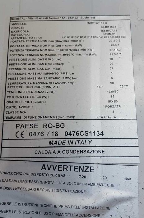 Depozit piese schimb centrale termice Romstal Habitat 25,30 si 35 K