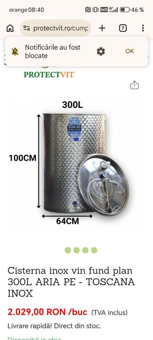 Cisterne inox  de 100 .200 și 300 litri