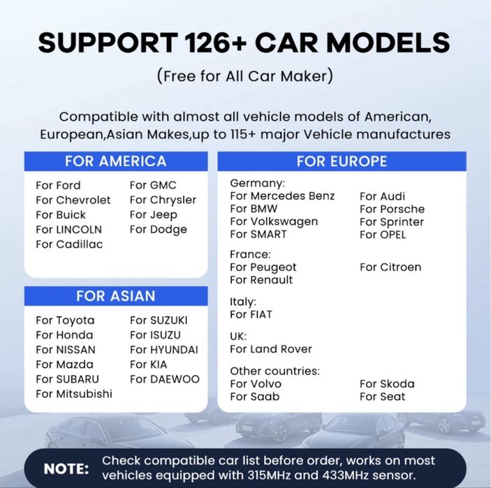 Продам универсальные датчики tpms (датчики давления в шинах)
