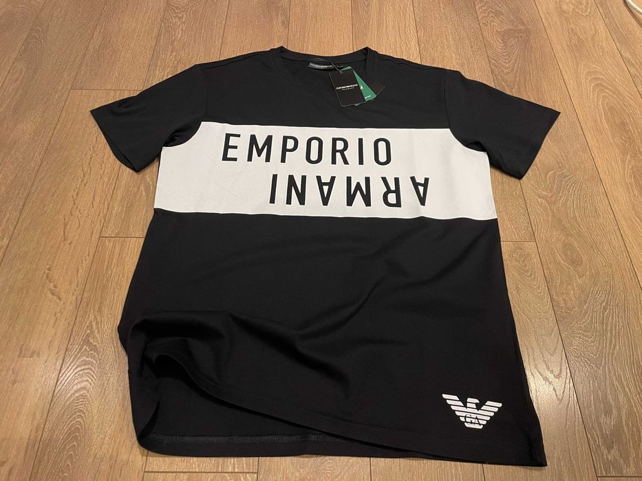 EMPORIO ARMANI, Оригинална черна тениска , размери: S,M,L,XL и XXL