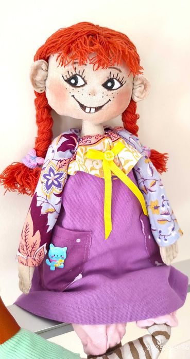 Кукла Пипи Дълъг чорап. Ръчна изработка.