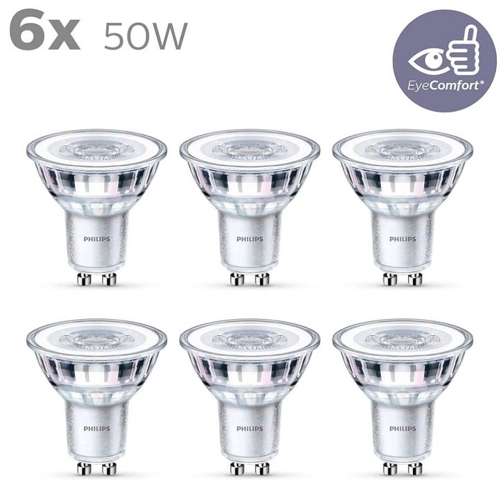 Bec Philips LEDclassic, înlocuiește 50 W GU10, pachet de 6