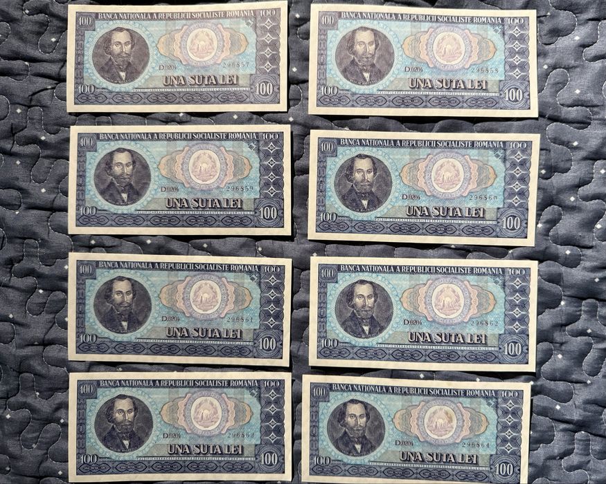 14 bancnote 100 lei 1966 – serii consecutive 296851–296864