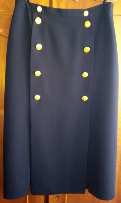 Fustă midi,Trixi Schober,bleumarin, nasturi metalici,aurii, mărimea 44