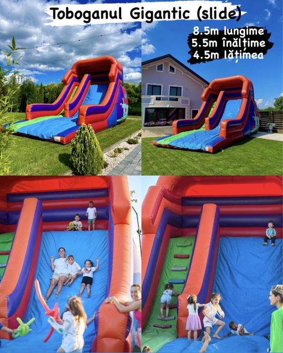 Tobogane/Topogane gonflabile de închiriat/panou foto/vata pe bat