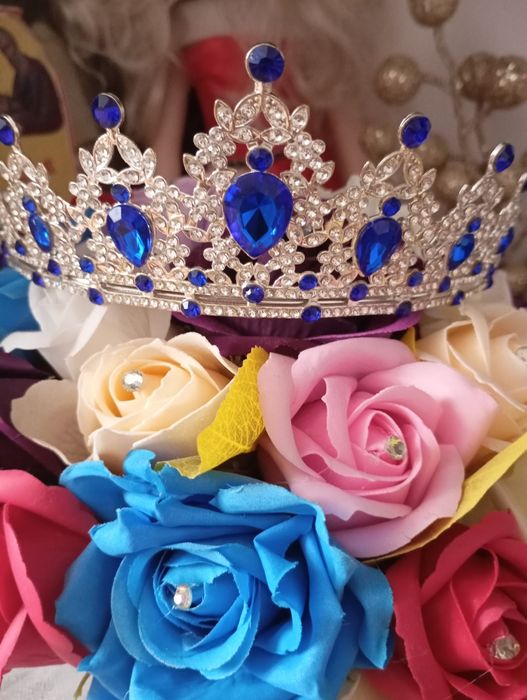 Rochie de nașa albastra cu sclipici