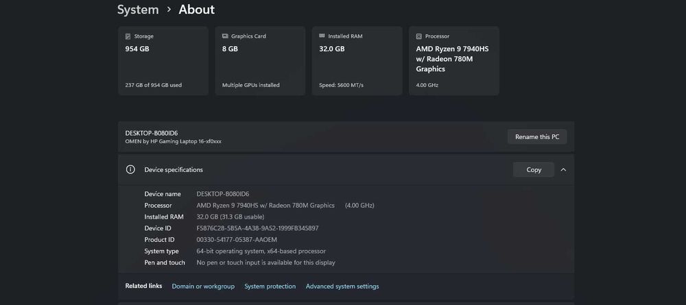 Laptop HP OMEN 16-xf0101nn Ryzen 9,RTX 4070,32gb RAM, 1TB, 240Hz