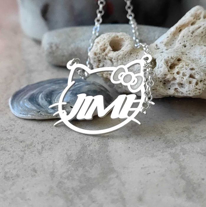 Сребърно детско колие, Hello Kitty колие, колие с име, име на котенце