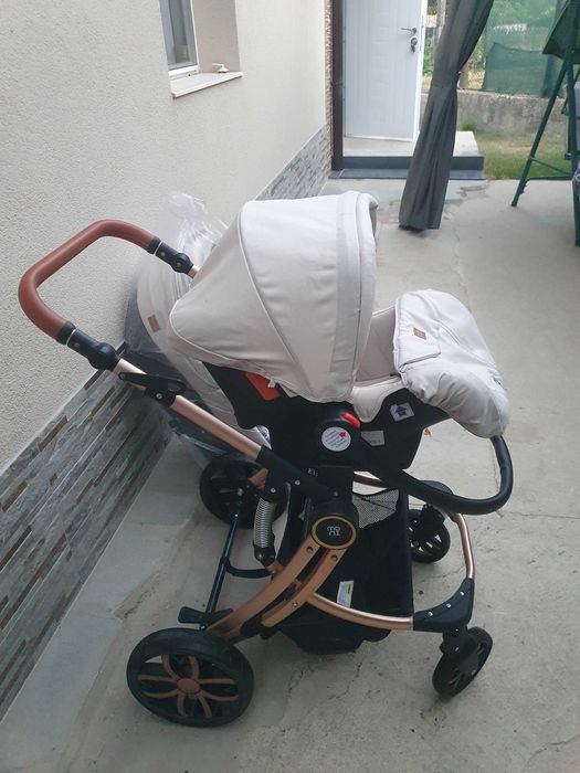 Комбинирана детска количка Moni - Polly 3 в 1, бежова