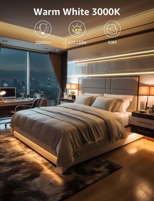 НОВА! LED светлинна лента 10 м – топло бяла, димируема, IP20