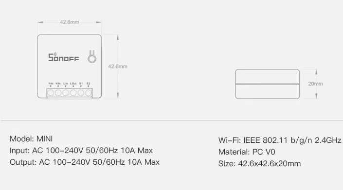 Sonoff Mini Wifi смарт реле, прекъсвач 10А - ewelink