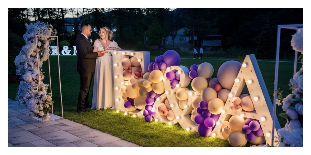 Litere volumetrice luminoase - litere botez - nunta - arcada baloane