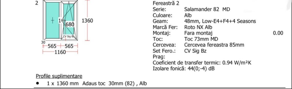 Vand fereastra de termopan Salamander 5 camere