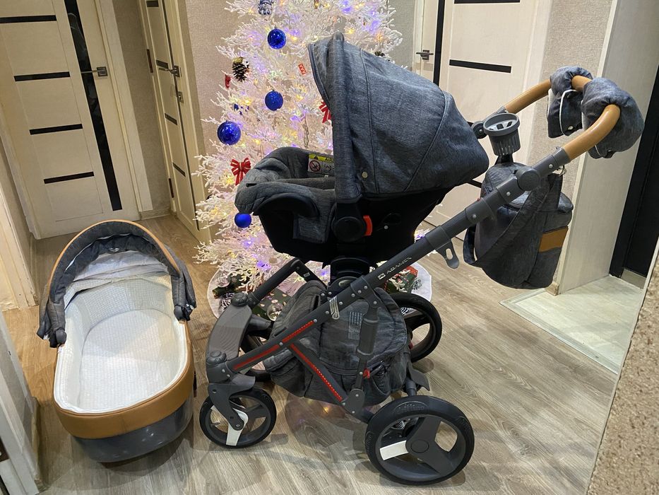 * ADAMEX Carbon оригинальная прочная коляска 3 в 1 в идеальном состоян