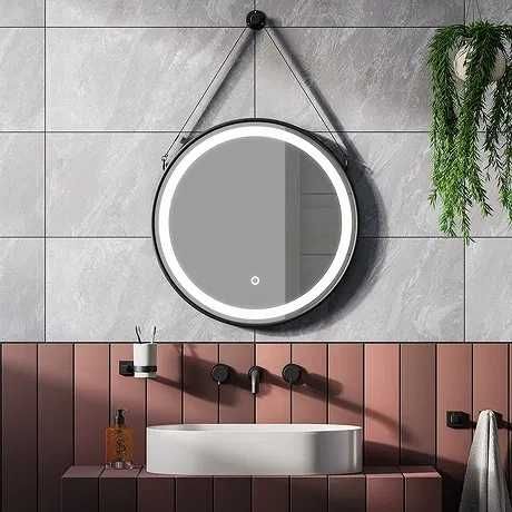 Кръгло огледало ЛЕД  LED осветление, 50 см, стенно огледало  16