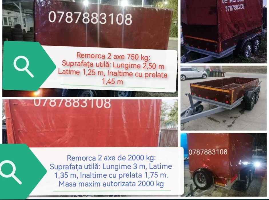 De Inchiriat închiriez inchiriere remorca de la 750 kg/2 tone IASI