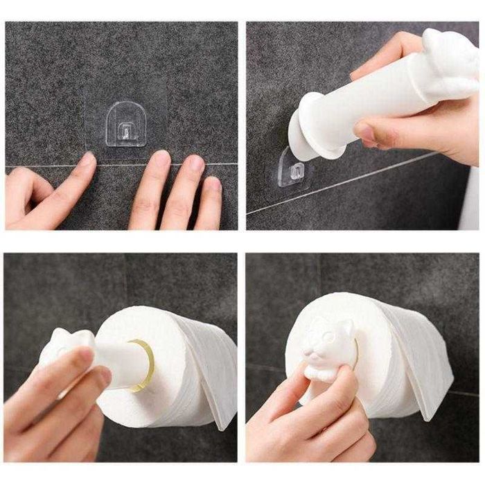 Suport adeziv hârtie igienică pisică neagra! Nu necesita gauri