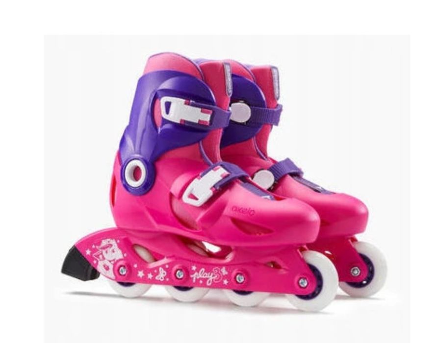 Set Role Roz 34-36 + casca roz reglabila + set protectii Oxelo - Decathlon, ca NOI!