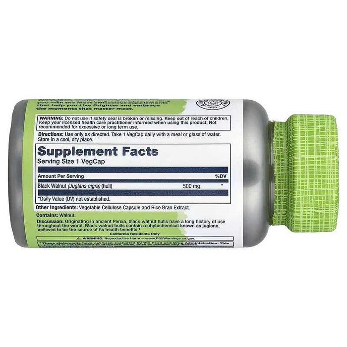 NOW Foods Solaray Black Walnut Hulls скорлупа черного орех чёрный орех