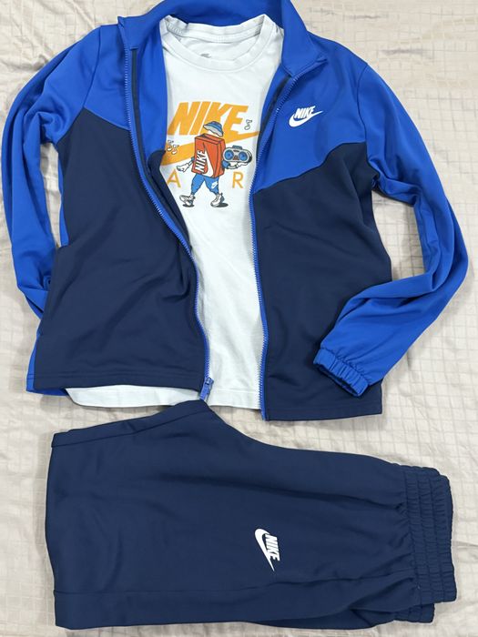 Nike (Найк) син юношески анцуг + тениска, спортен сет за момче 160-168 см