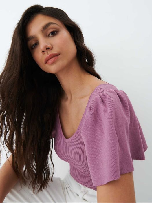 Bluza Mohito cu umeri bufanti mov NOUA