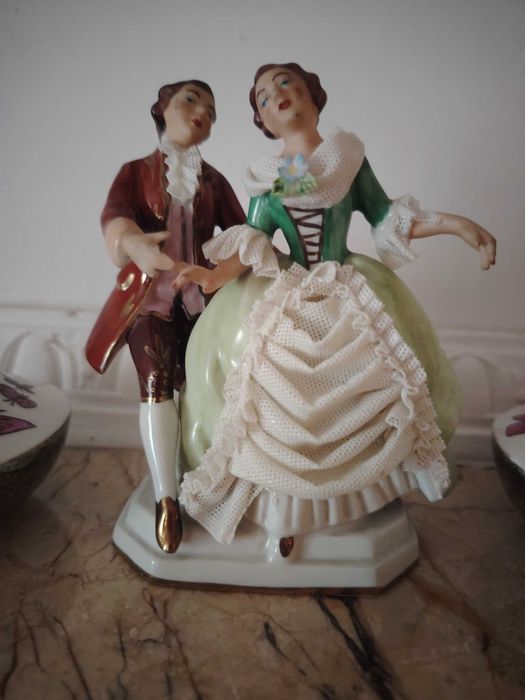 Set bibelou vintage Dresda și vaze miniaturale Seltmann Weiden