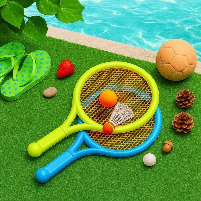 Тенис комплект с 2 ракетки, топче и перце - За забавления на открито