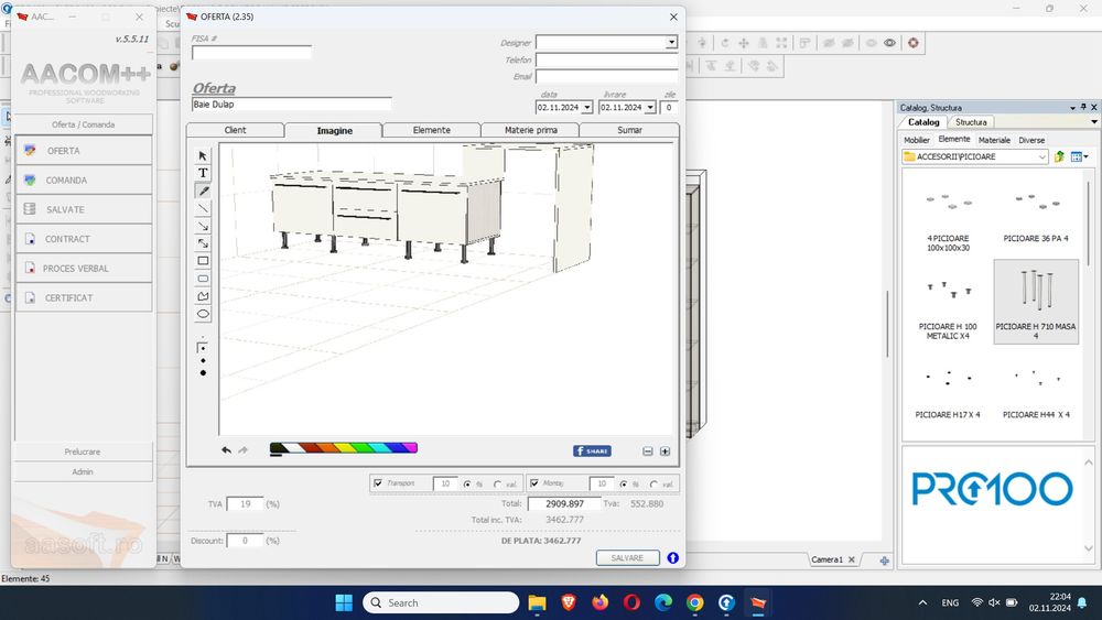 PRO 100 Full Aacom++ Librărie Program Proiectare Mobiler Licența Nouă!