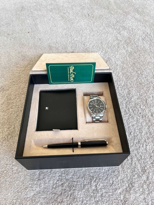 Подарочный набор Montblanc + Paul Picot (кошелёк, ручка, часы)