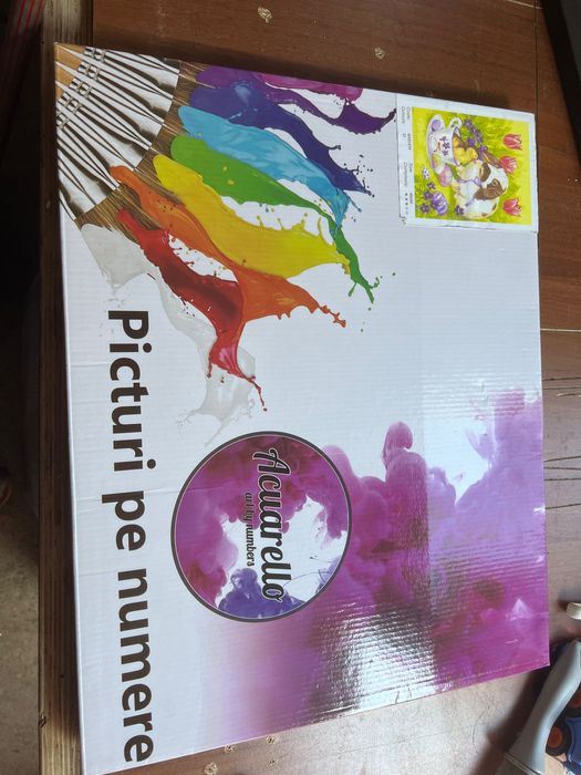 Set Pictură pe Numere Acuarello - Model Iepurași de Paște, 40x50 cm".