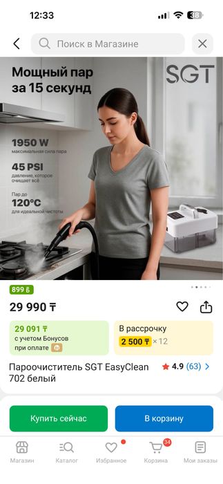 Пароочиститель. SGT EasyClean 702 белый