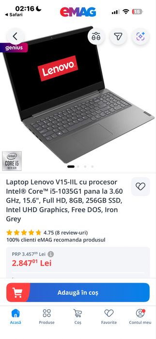Laptop Lenovo V15-IIL Intel core I5-1035G1,URGENT!!