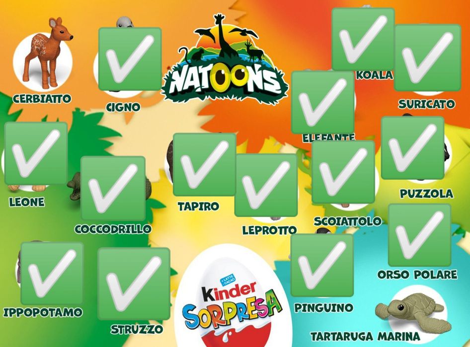 Фигурки Kinder в капсулах с вкладышами и без