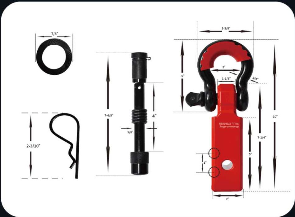 Шегел за квадратен теглич 2″ с D-Ring 3/4″ с заключващ щифт 8т