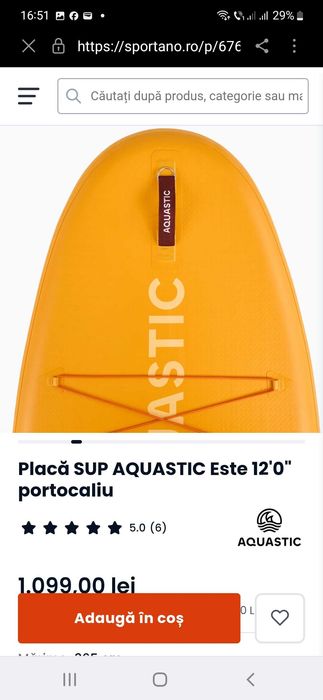 Placa  Sup Aquastic 12'0" portocaliu