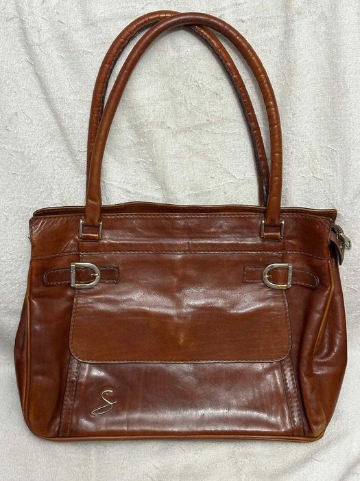 GEANTA de mana FULL PIELE naturala - SCANDIANO - Italy - Vintage !