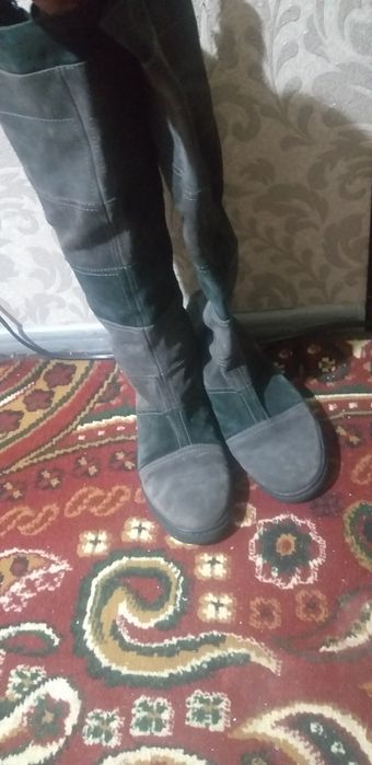 Сапожки замшевые 38 размер б/у привезенная обувь