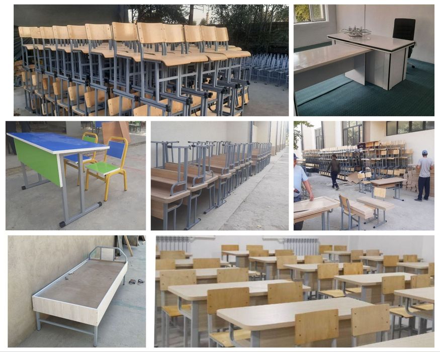 Хар хил турдаги темир ва ёгоч парта стол стуллар