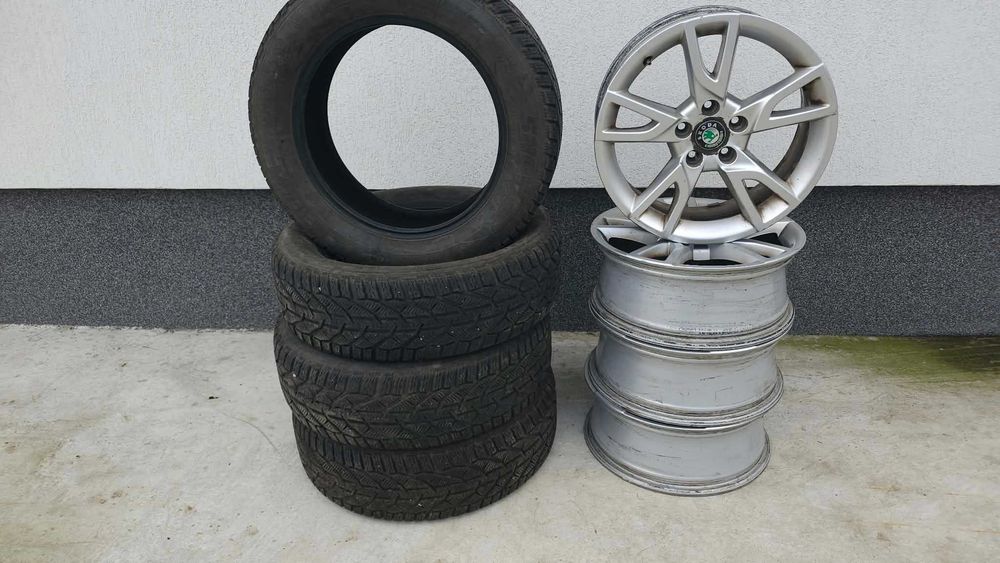 Jante aliaj +anvelope skoda R17 , 5x112