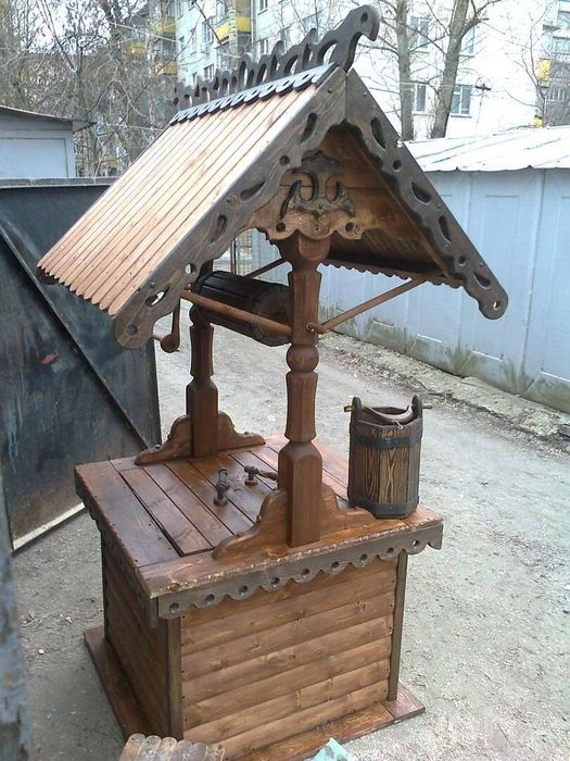 Деревянный Колодец для декора. Настоящий, рабочий деревенский колодец