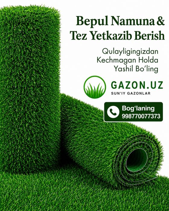 Sun'iy gazon landshaft dizayni va mini futbol maydonlari uchun.