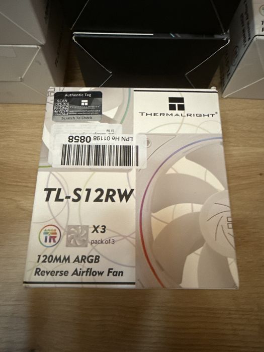 Set 3 Ventilatoare Thermalright TL-S12 120mm ARGB PWM Reverse Black White PC Desktop Calculator Gaming Open Box Cooler
