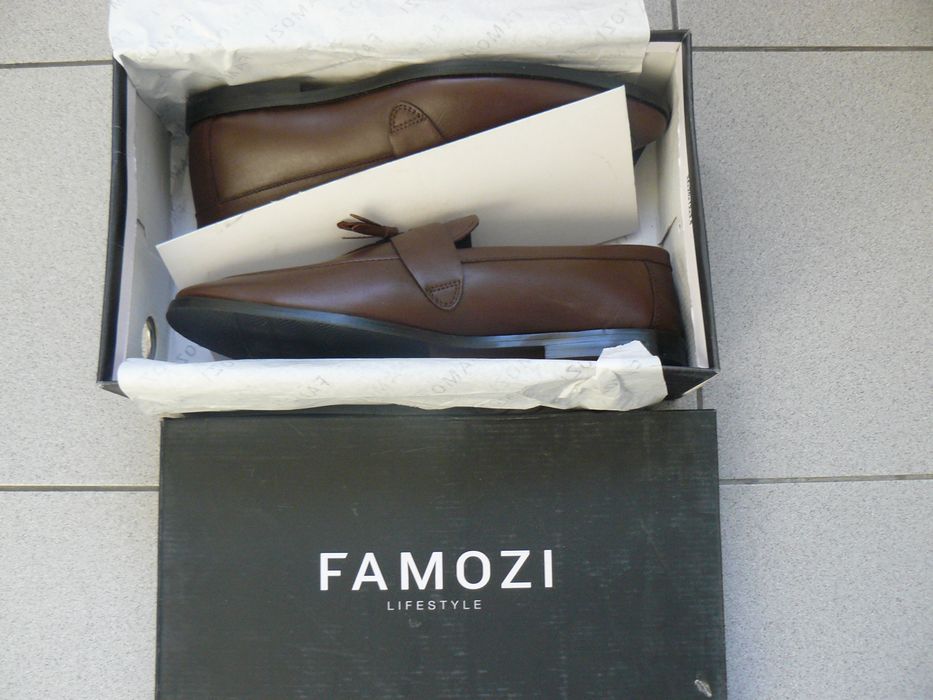 Pantofi Barbati FAMOZI,Din Piele Naturala,Noi,Marime 44,Maro
