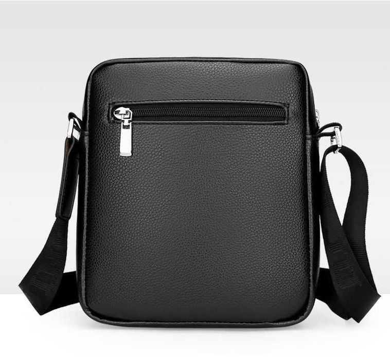 Стилна мъжка ръчна кожена чанта черна