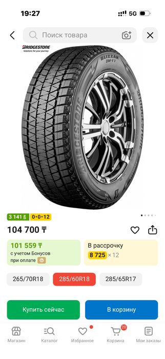 Bridgesone Blizzak DM-V2 285/60/R18