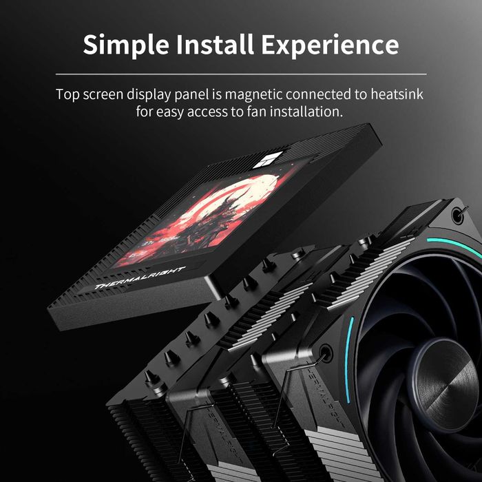 Cooler procesor aer CPU PC Desktop Thermalright Phantom Spirit 120 Vision EVO 7 Conducte Ecran Magnetic de 3,95’’ AMD AM4/AM5 Intel LGA1700/1851/115x
